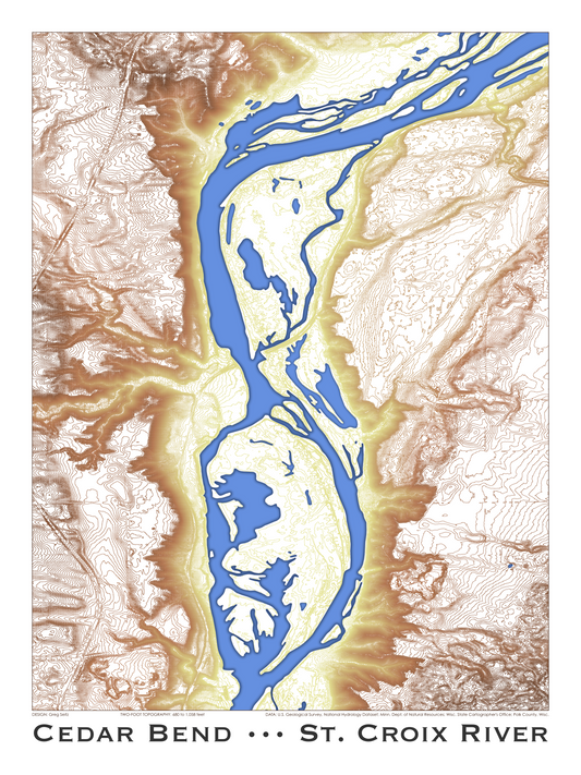 Cedar Bend Topographic Art Print