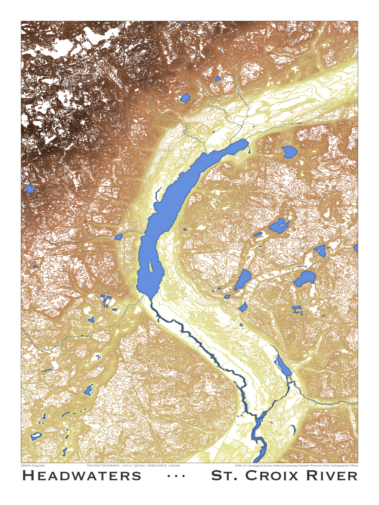 Headwaters Topographic Art Print