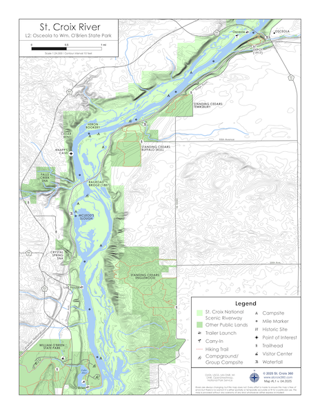 River Map: Osceola to Wm. O'Brien State Park