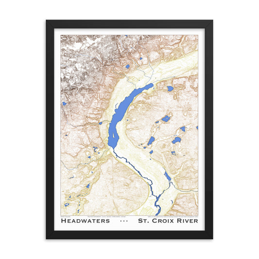 Headwaters Topographic Art Framed Print