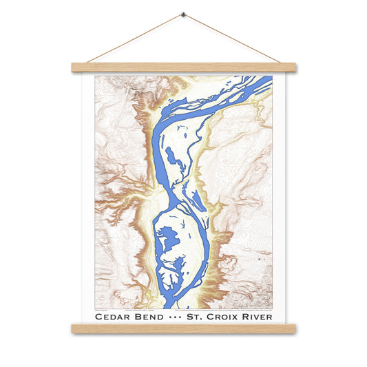 Cedar Bend Topographic Art Print with Hanger