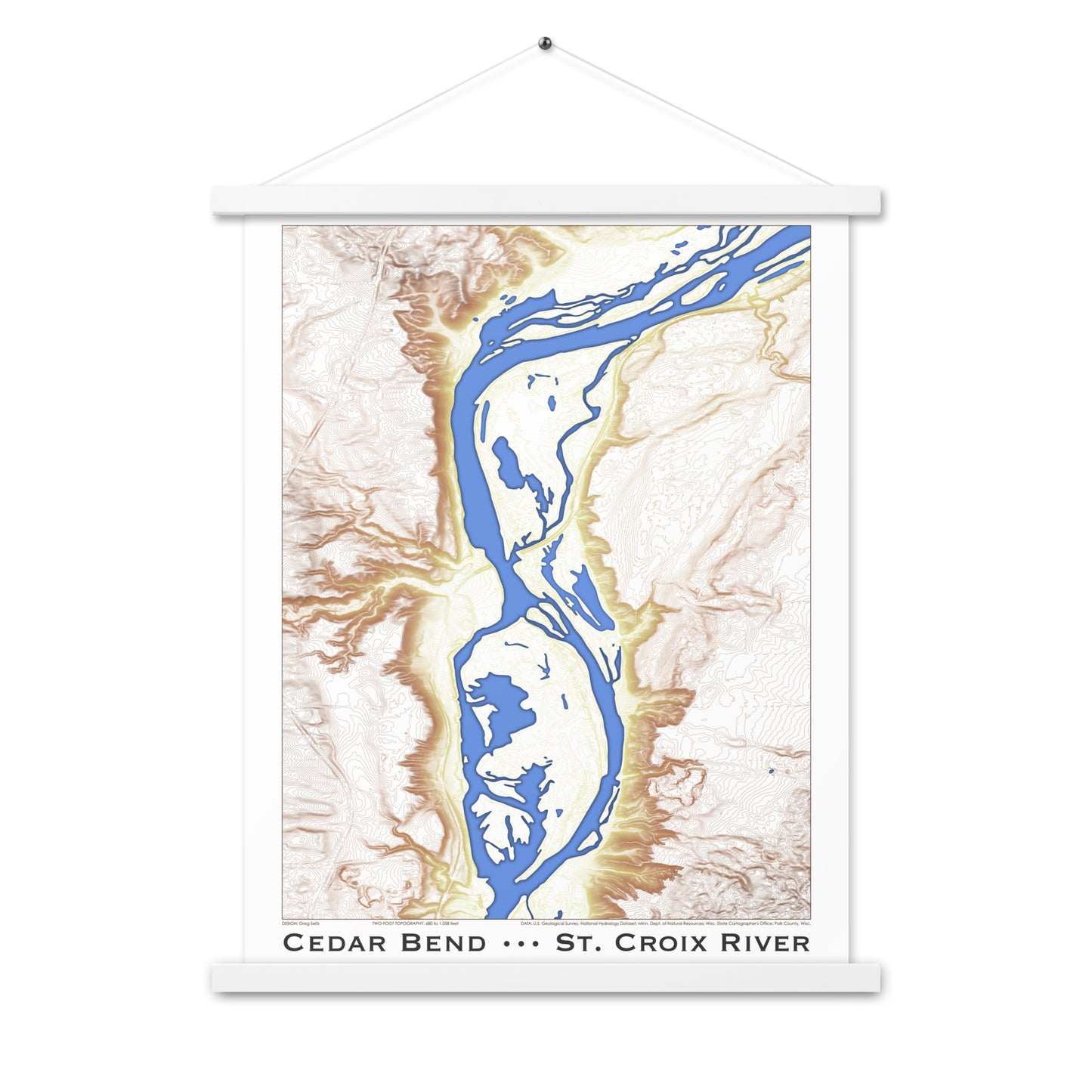 Cedar Bend Topographic Art Print with Hanger