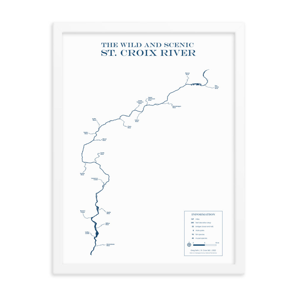 St. Croix River Framed Wall Map