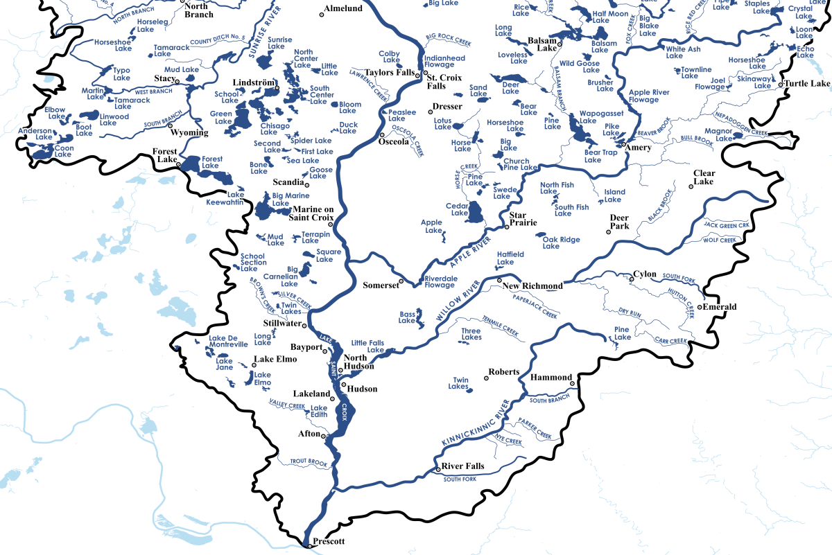 The St. Croix River Watershed Map (Framed)