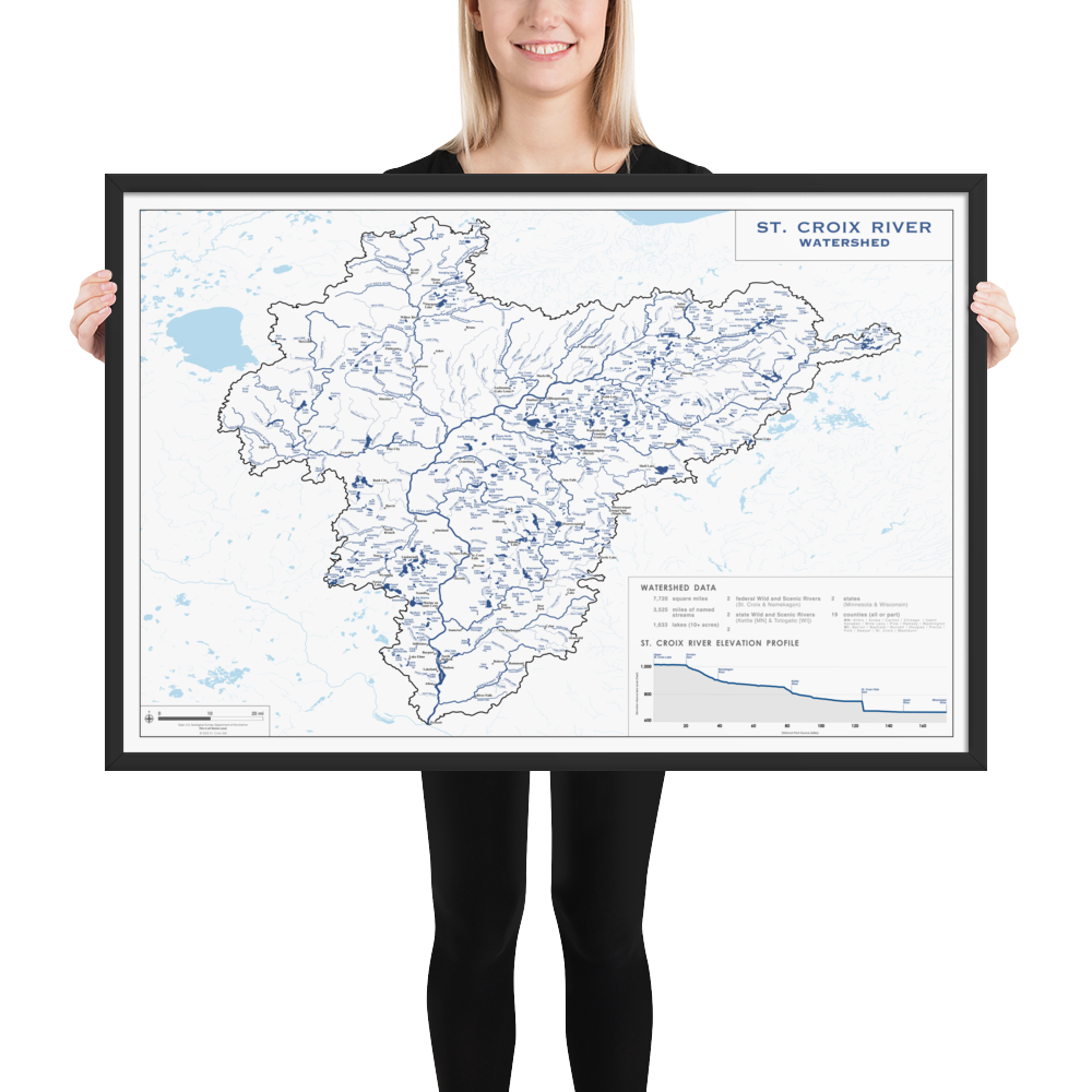 The St. Croix River Watershed Map (Framed)