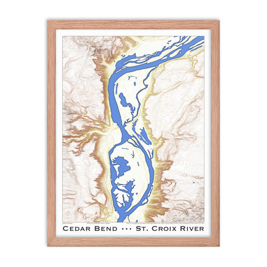 Cedar Bend Topographic Art Framed Print