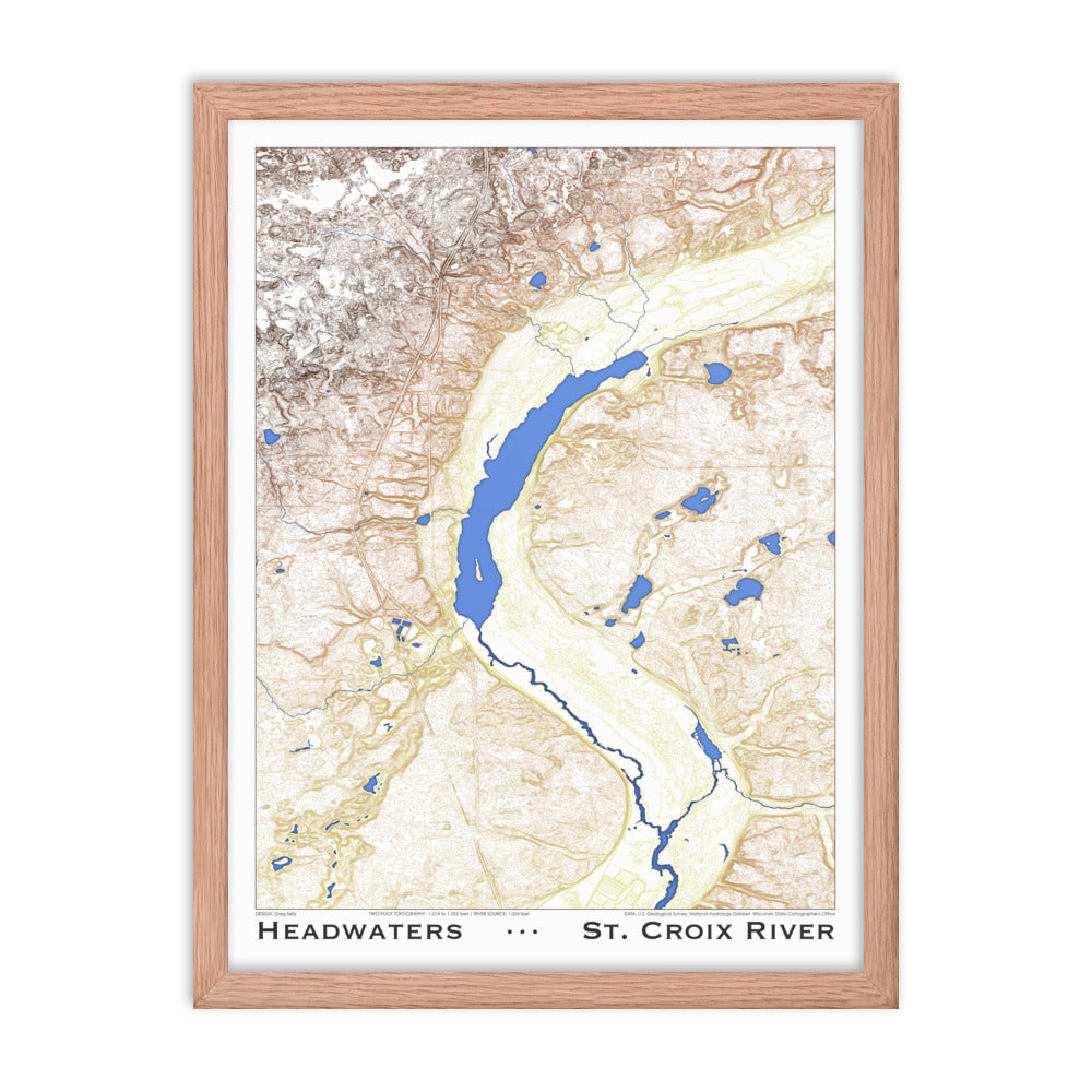 Headwaters Topographic Art Framed Print