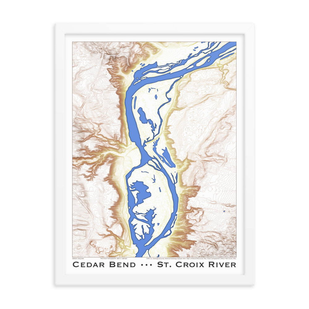 Cedar Bend Topographic Art Framed Print