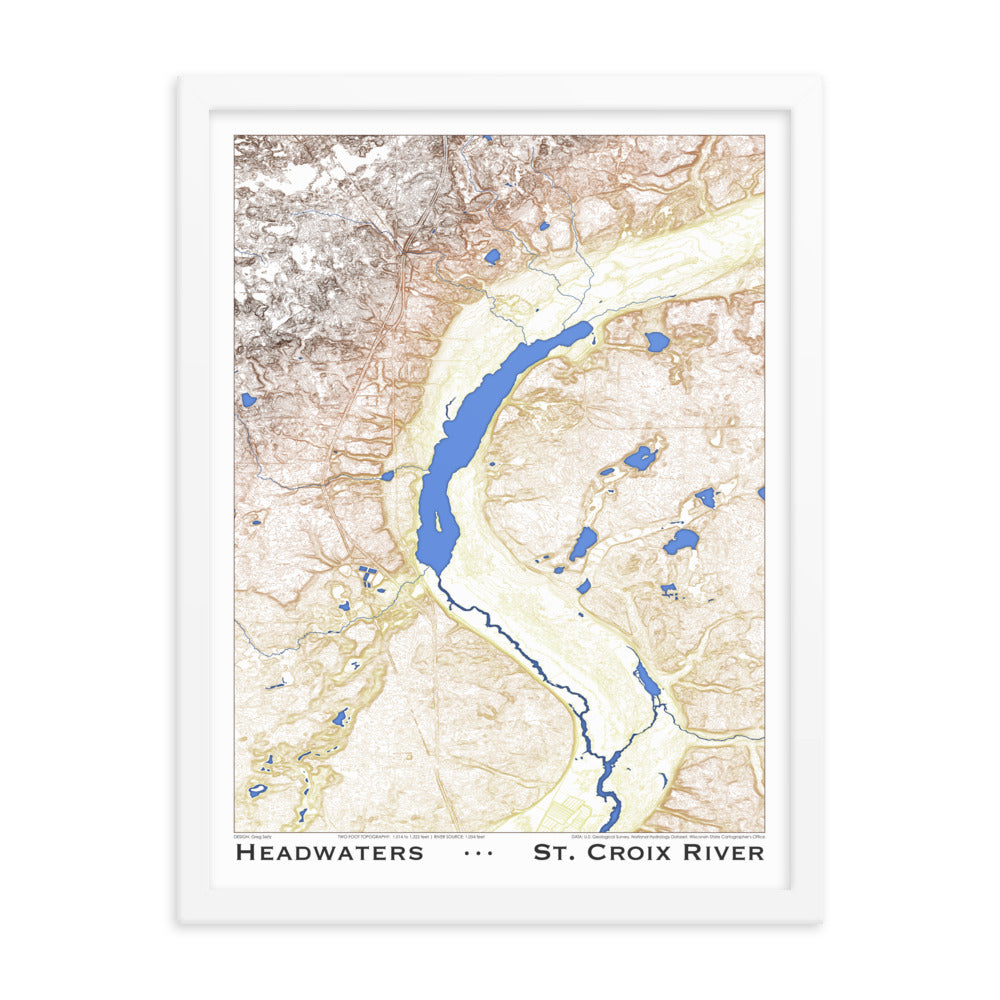 Headwaters Topographic Art Framed Print