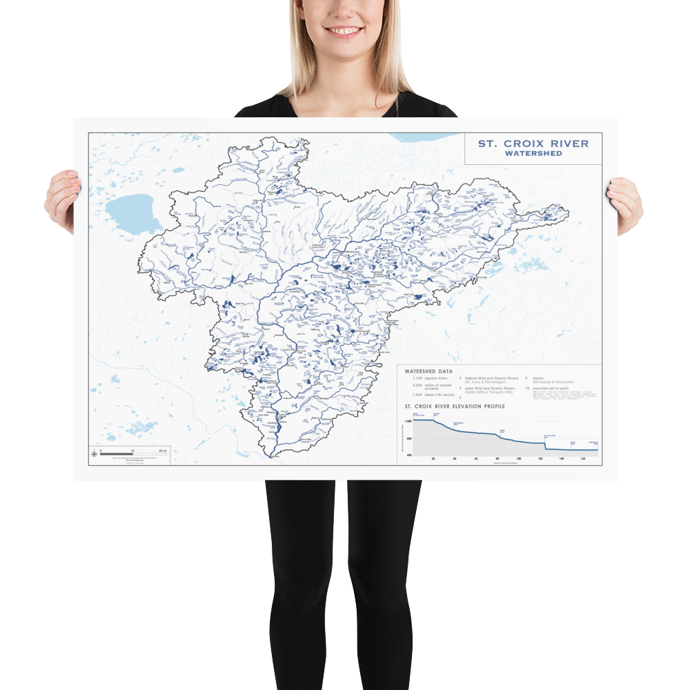 The St. Croix River Watershed Map (Unframed)