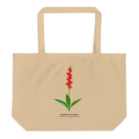 Cardinal Flower Boat Tote (Large organic cotton bag)