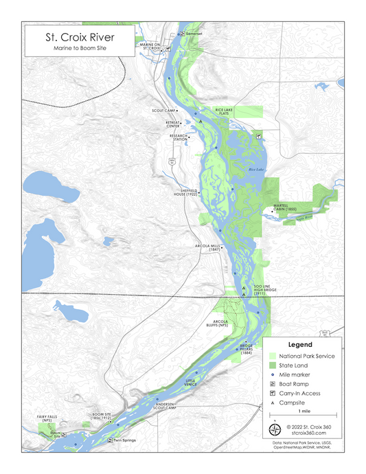 St. Croix River Map: Marine to Boom Site