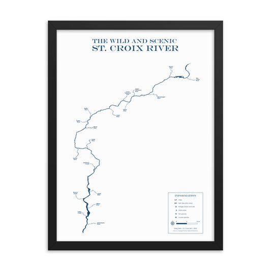 St. Croix River Framed Wall Map